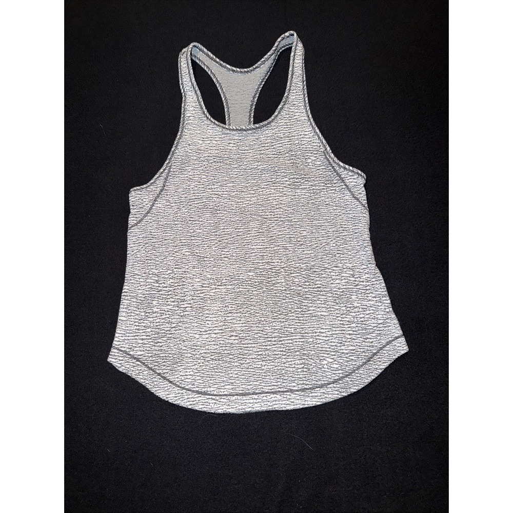 Lululemon Long Distance Tank Top Sheer Pebble Jacquard‎ White Black Size Small